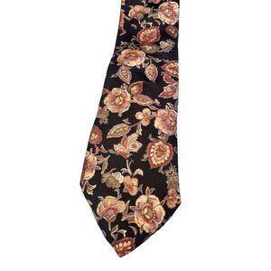 Vintage Floral Silk Tie By Halston III 100% Italian Silk Made In USA Floral Patt